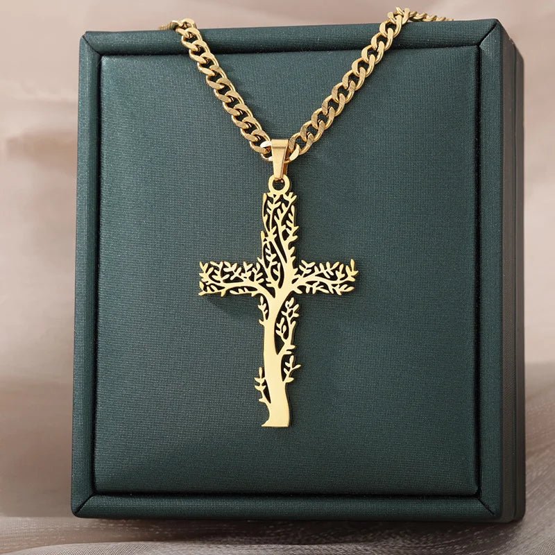 Tree Cross Necklace - Shopuz